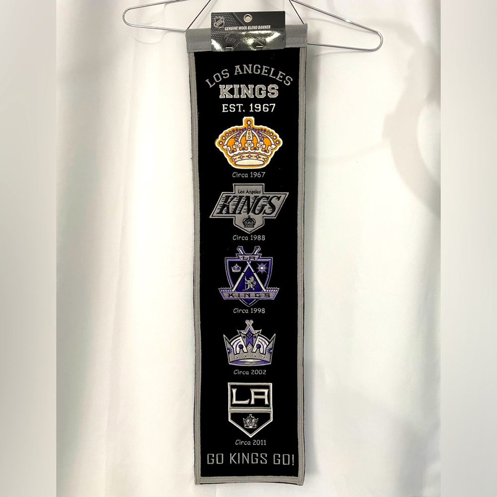 NWT Winning Streak Los Angeles Kings NHL embroidered Heritage Banner 32” x 8”